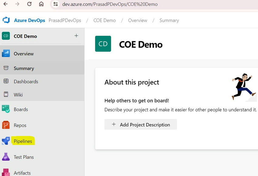 Click on the pipeline